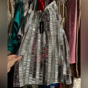 Silver Sequin Strapless Dress